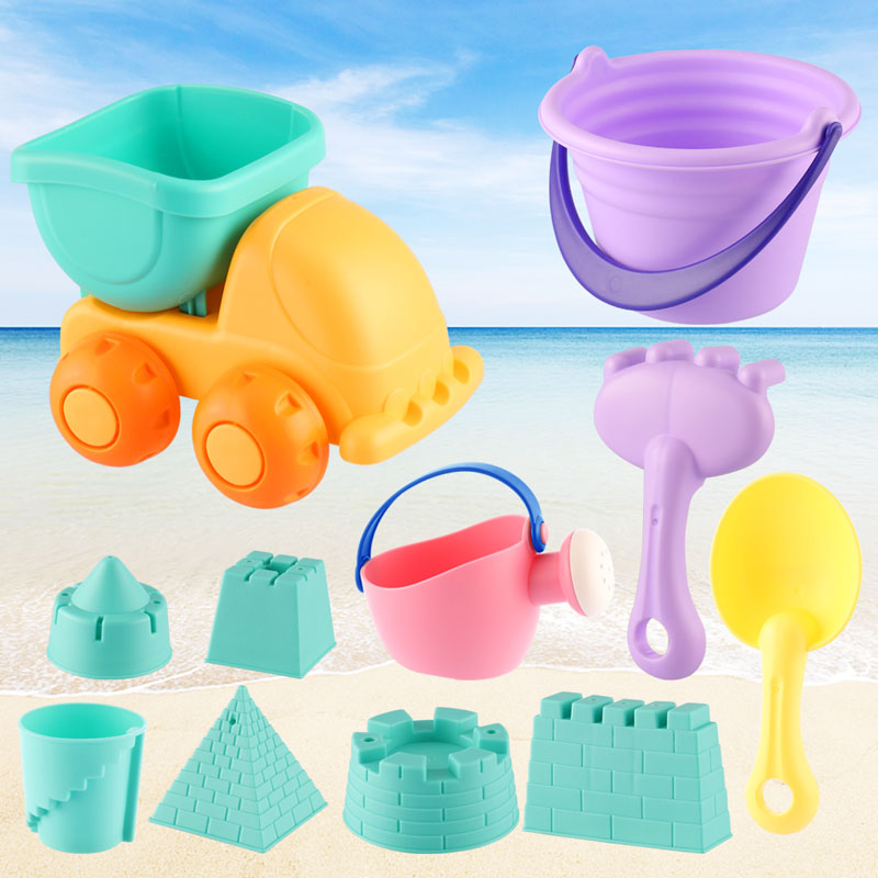 Boy Girl Sand Beach Toys Set Rubber Castle Bucket Spade Shovel Rake Water Tools Outdoor Toys Activities Sand Pits Toys